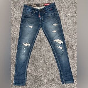 DSQUARED2 Men's Dark Blue Distressed Skinny Jeans